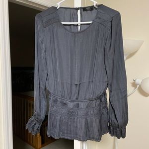 T Tahari Women's Ruffled Top - Slate Gray